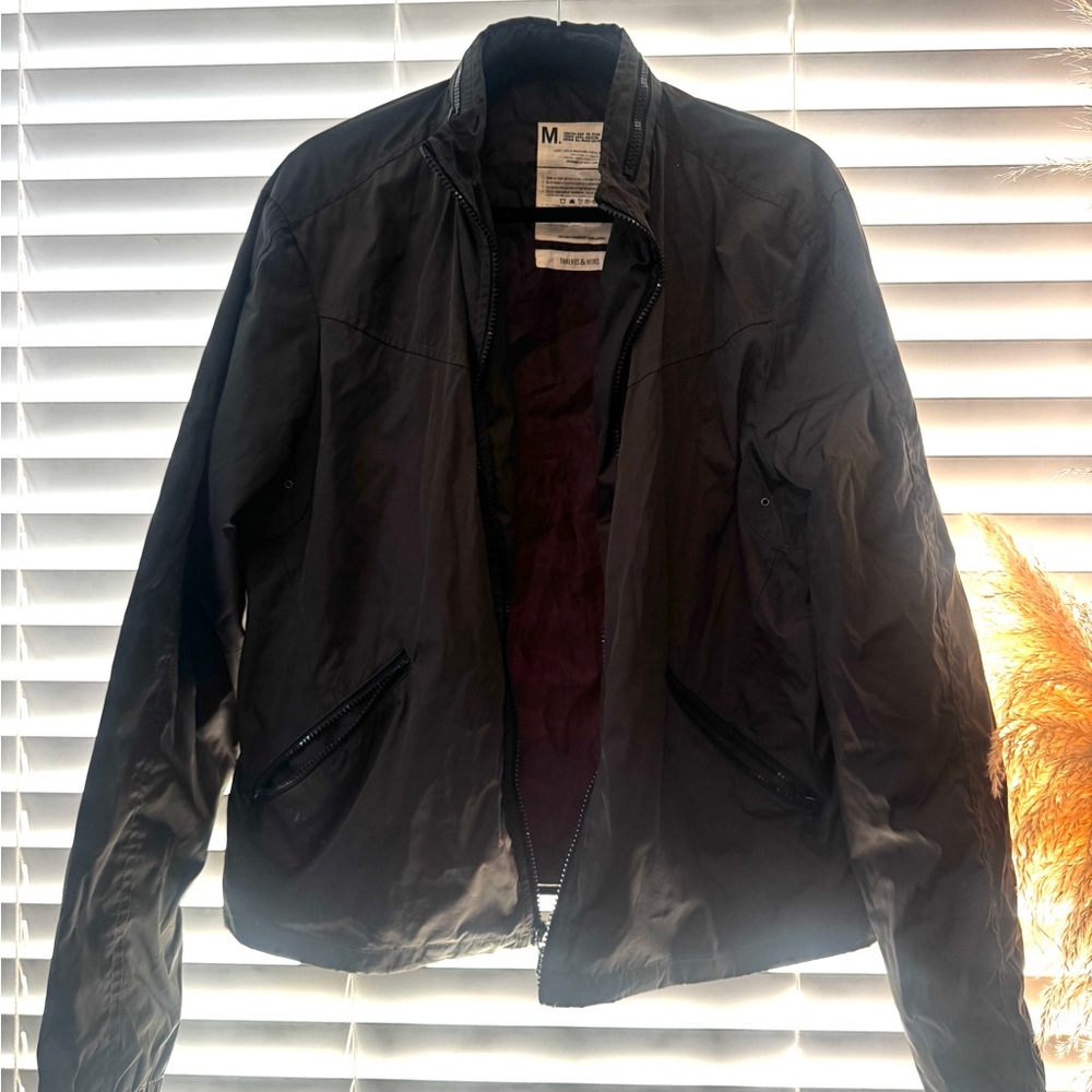 Threads Heirs Bomber- Military Style Coat Jacket Size M -Olive- Full Zip Pockets